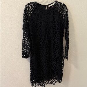 Solitaire Black Crochet Long Sleeve Dress